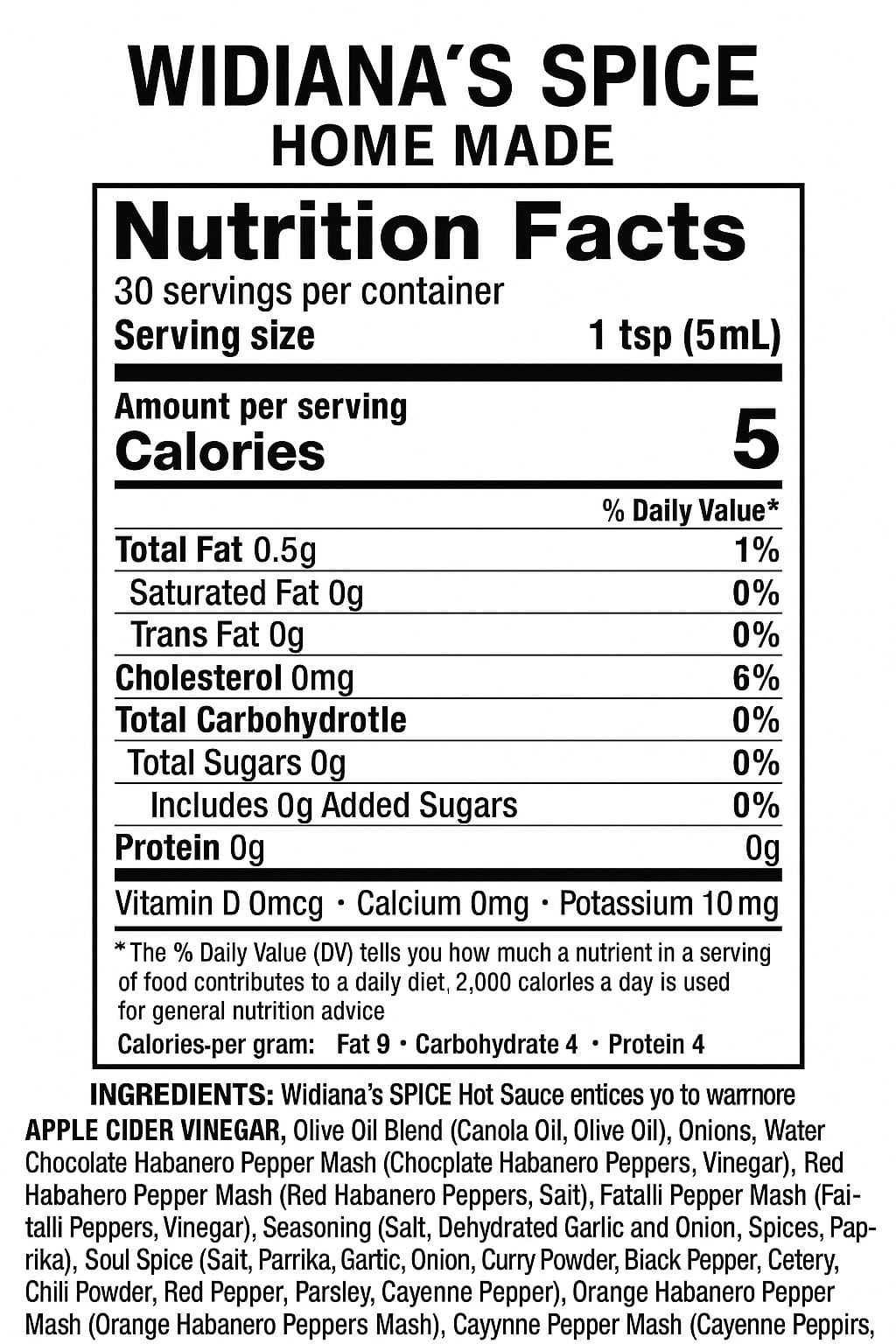 WIDIANA'S SPICE HAITIAN HOT SAUCE
